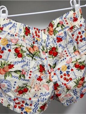 Vinyl Threads La Dolce Vita Fruit Print Boxer Lounge Shorts Size XS Like New